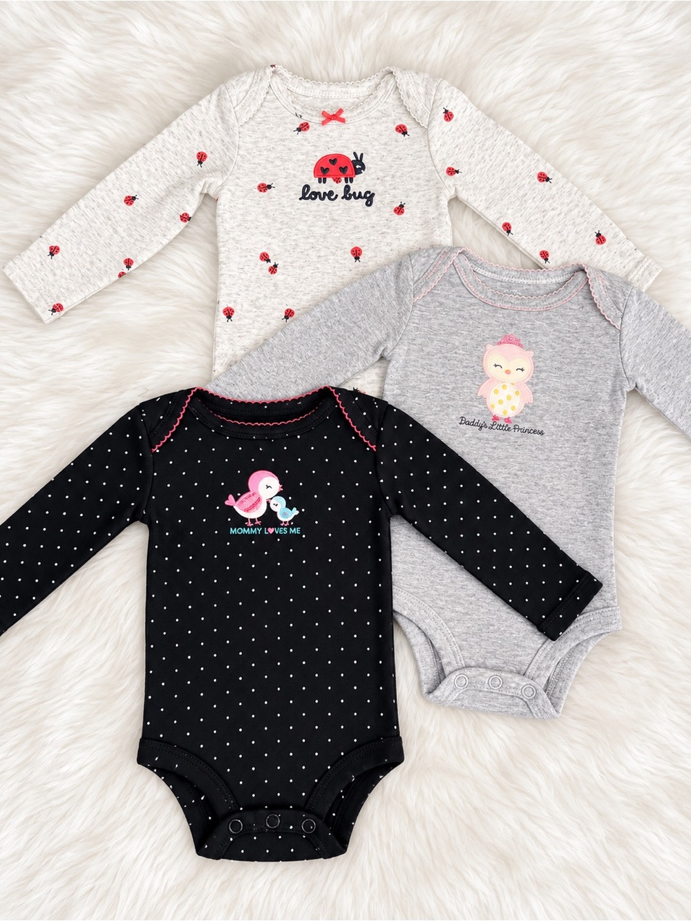 Baby Girl Long-Sleeve Bodysuit Bundle β 3 Piece